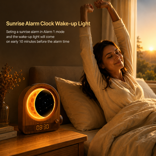 Risova Sunrise Alarm Clock + 3D Moon Lamp | Wake-Up Light