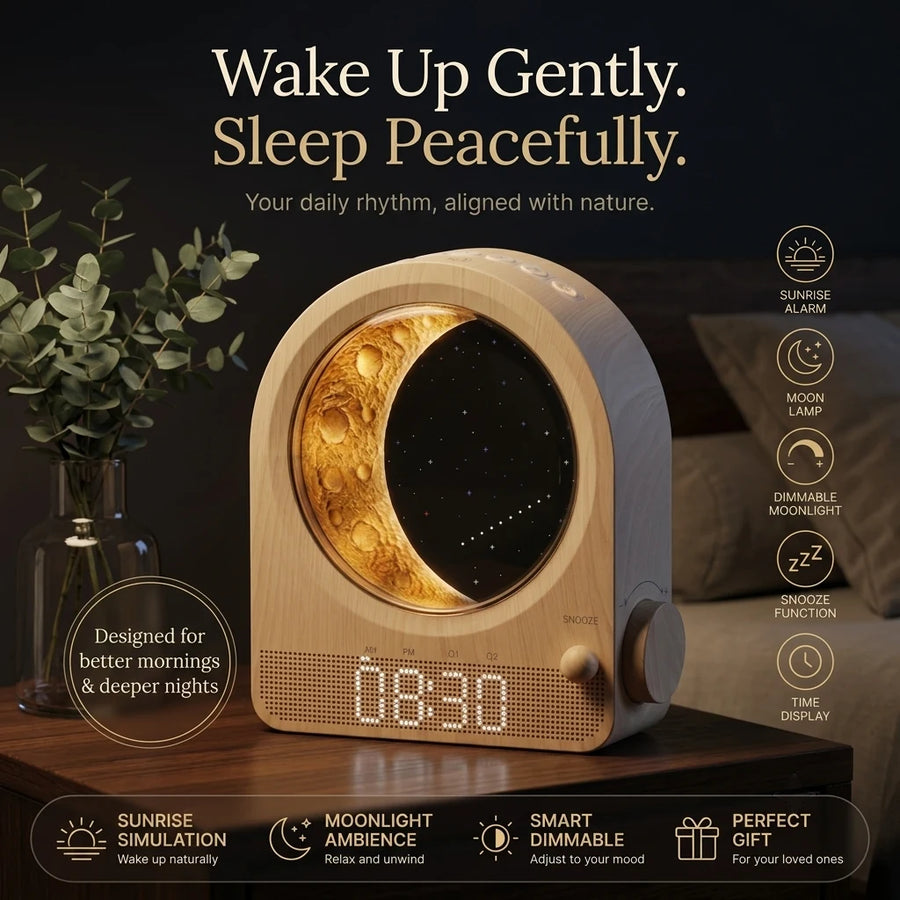Risova Sunrise Alarm Clock + 3D Moon Lamp | Wake-Up Light
