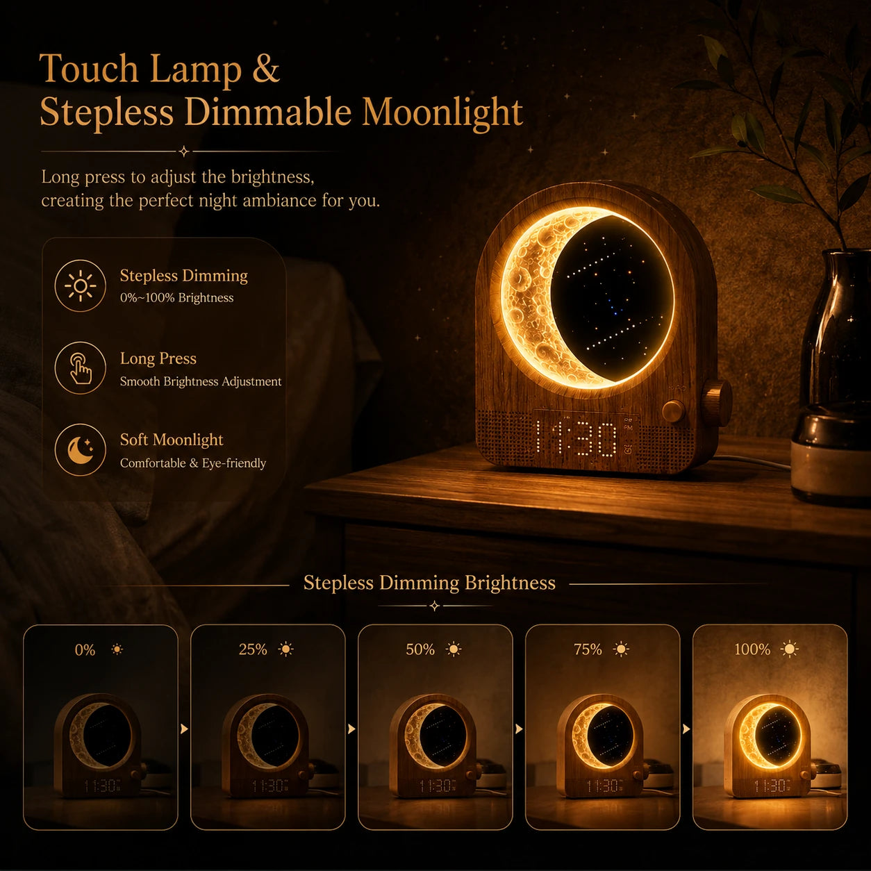 Risova Sunrise Alarm Clock + 3D Moon Lamp | Wake-Up Light