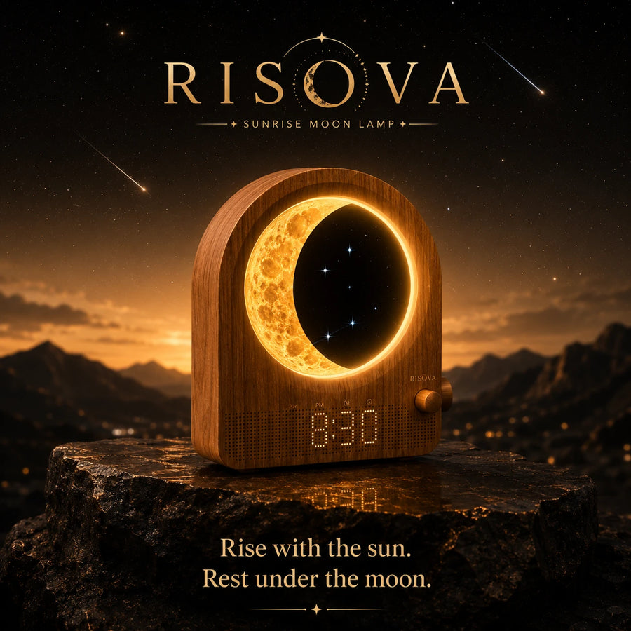 Risova Sunrise Alarm Clock + 3D Moon Lamp | Wake-Up Light