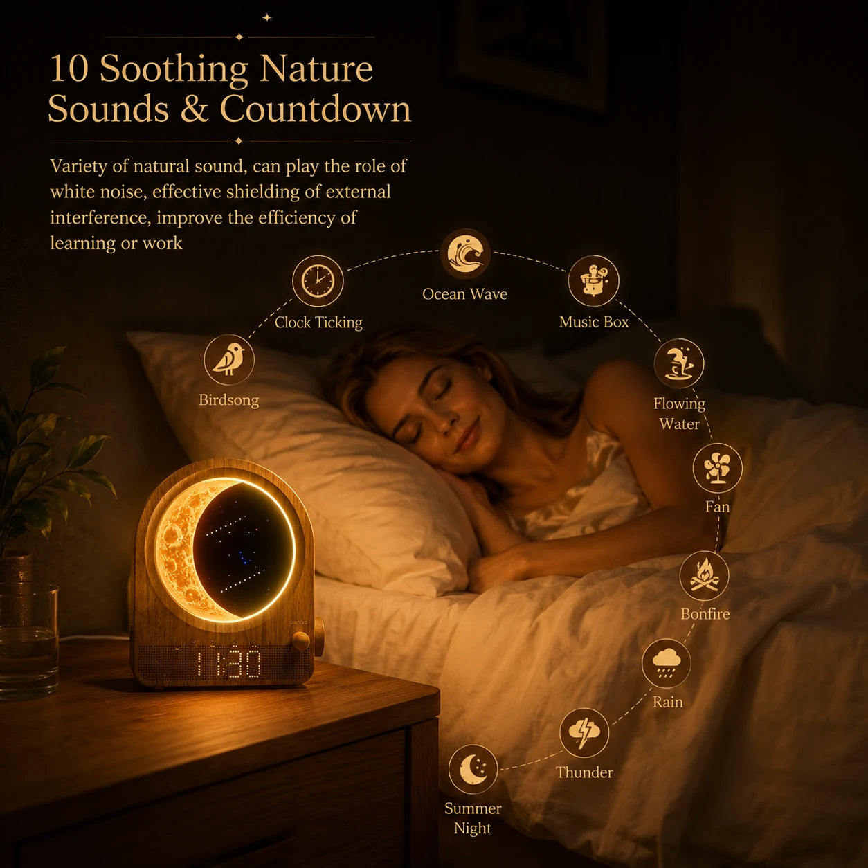 Risova Sunrise Alarm Clock + 3D Moon Lamp | Wake-Up Light